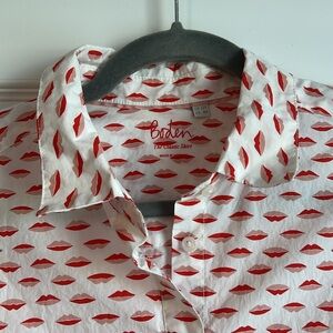 Boden LIPS 💋Classic Shirt, Novelty Button-up, Size 8